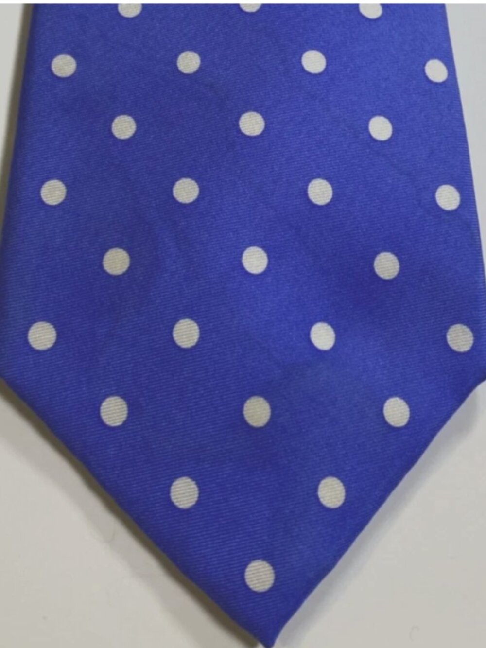 RALPH LAUREN Rich Blue White Polka Dot TIE 100% SILK